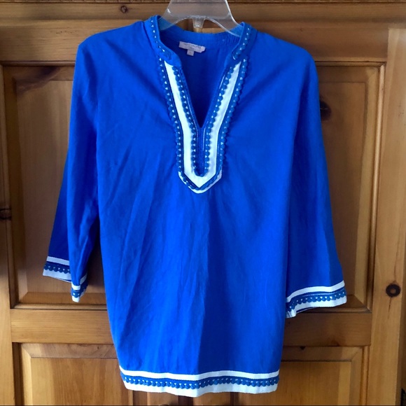 SAN TROPEZ WEST BLUE/WHITE BLOUSE - Picture 4 of 7
